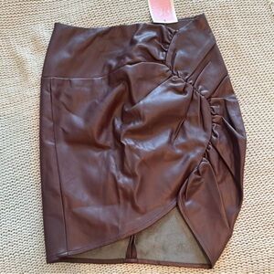 Astr Brown Asymmetrical Skirt